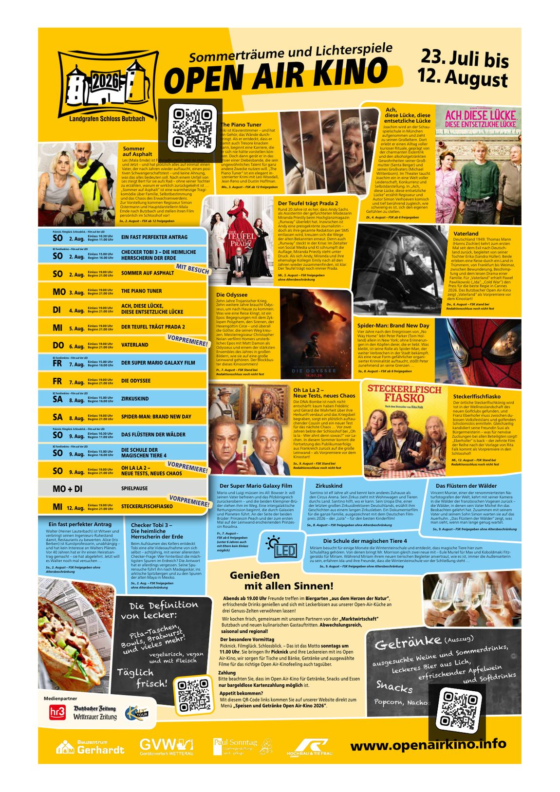 Open Air Kino Butzbach 2026 – Programm Seite 2